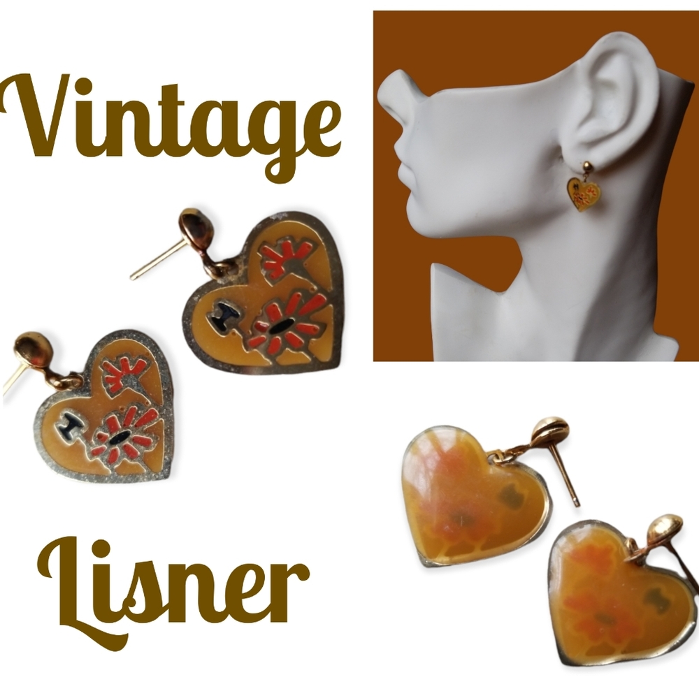 Vintage Lisner Dainty Floral Pierced Earrings On Original Store Card